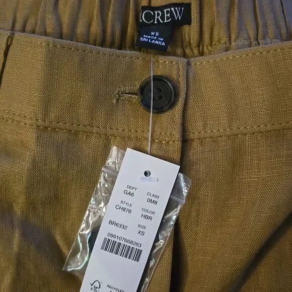 J. Crew Linen 6" Harbor Honey Brown Shorts Sz XSMALL NWT - Picture 7 of 7